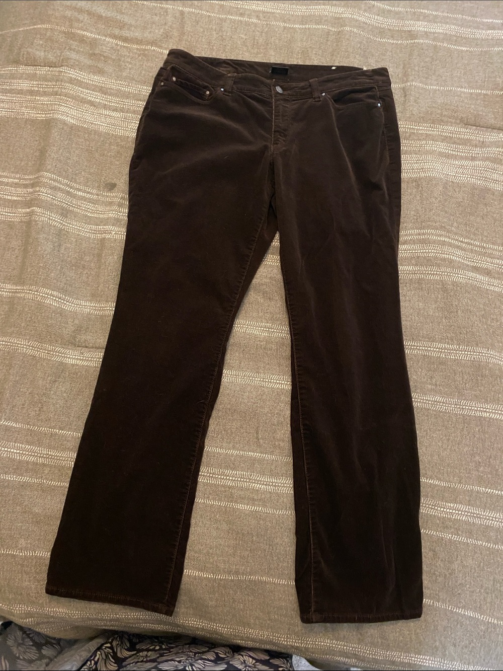 Ann Taylor Dark Brown Corduroy Straight-Leg Pants